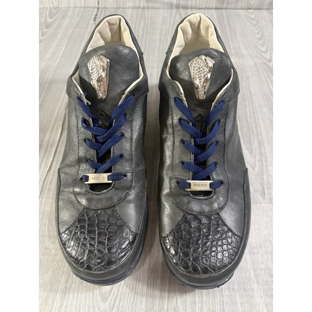 Fennix Italy crocodile Leather Sneakers size 42 EU 9 US color Blue made Italy